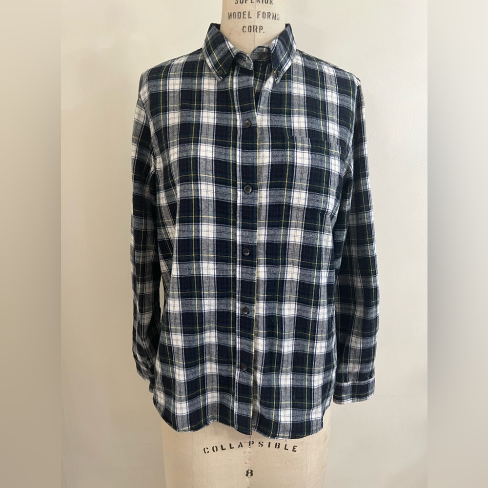 LL Bean Flannel Plaid Womens Shirt Size M